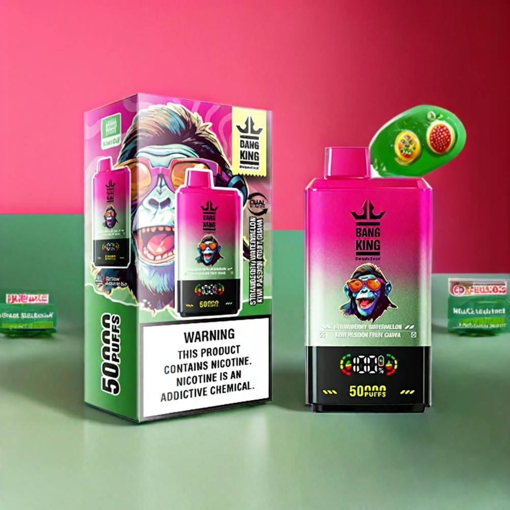 Bang King 50000 vape monouso Fragola Anguria Kiwi Frutto della Passione Guava - Italia Ingrosso - 50000 Tiri, 50ml, Ricarica Type-C