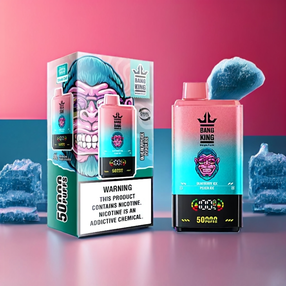 Bang King 50000 vape monouso Italia ingrosso - Mirtillo Ghiaccio Pesca Ghiaccio - 50.000 puff, 50ml, batteria 850mAh, ricarica Type-C