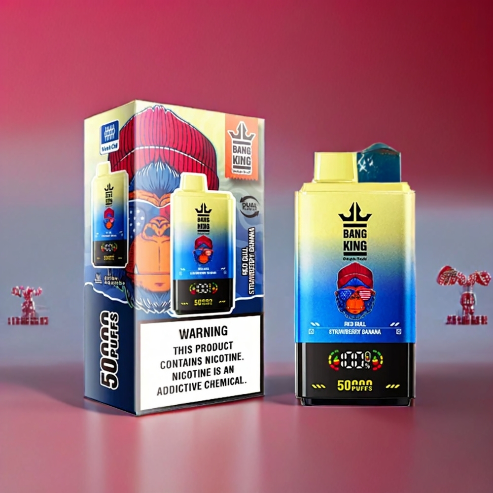 Bang King 50000 vape monouso Red Bull Fragola Banana Italia ingrosso con 50000 puff, 50ml e-liquid, batteria 850mAh e coil mesh 1.0