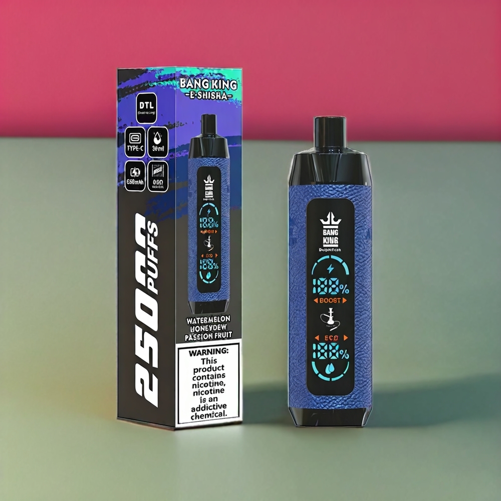 Bang King Shisha 25000 Puff Italia Ingrosso vape monouso Anguria Melone Frutto della Passione con 30ml E-Liquido, 650 mAh Batteria, Caricamento Type-C