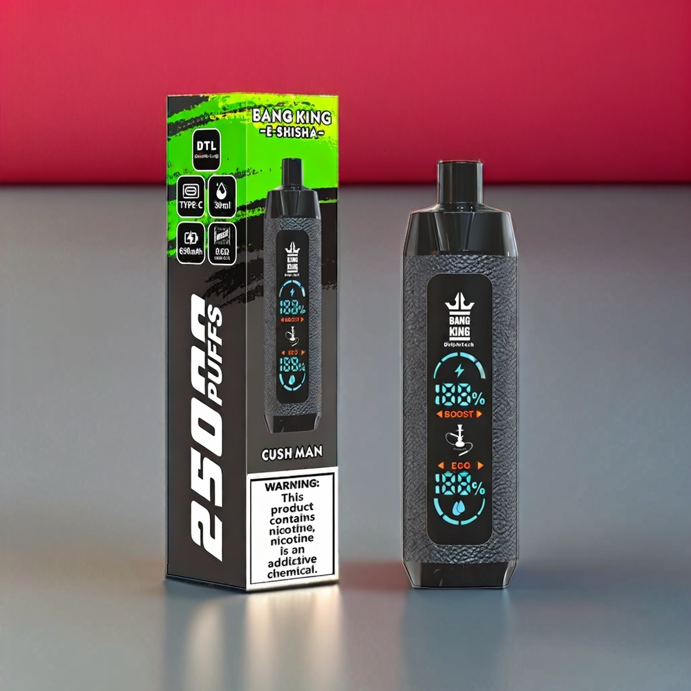 Bang King Shisha 25000 Puff vape monouso Cush Man Italia Ingrosso - 30ml E-Liquid, 650 mAh, 0.6 Ohm Bobina a maglie, Ricarica Type-C