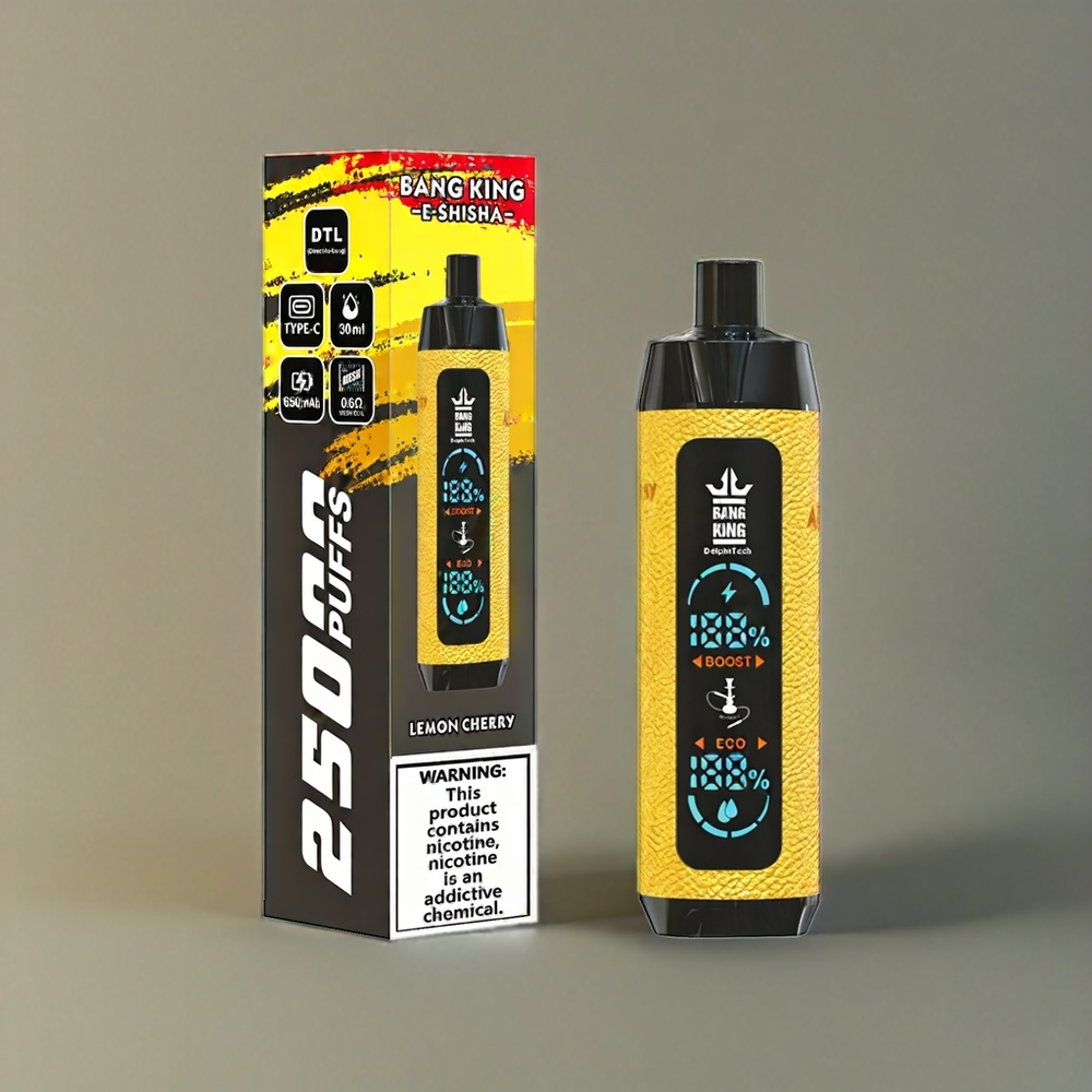 Bang King Shisha Italia Ingrosso 25000 Tiri Sigaretta Elettronica Monouso Limone Ciliegia con Batteria 650 mAh e Bobina Mesh 0.6 Ohm