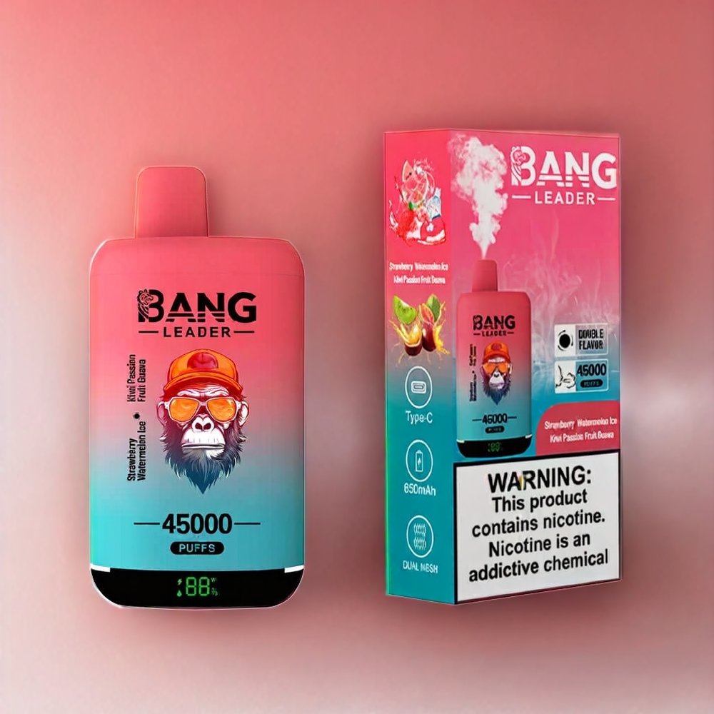 Bang Leader 45000 Puff vape monouso Italia Ingrosso - Fragola Anguria Kiwi Frutto della Passione Guava con Schermo Intelligente, Porta Type-C, Doppio Gusto 2-in-1