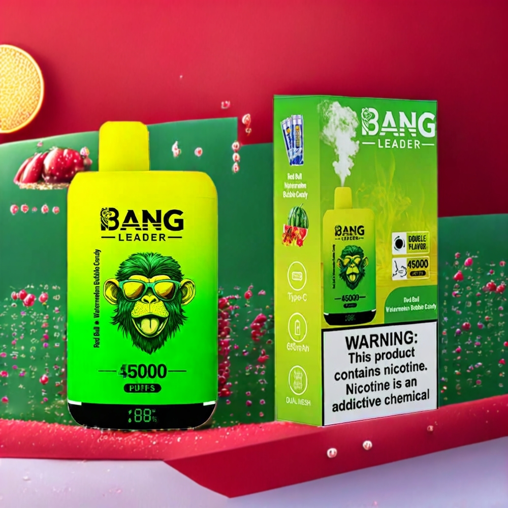 Bang Leader 45000 Puff vape monouso Red Bull Anguria Caramella Bollente - Italia Ingrosso - 0%/2%/3%/5% Nicotina, Schermo Intelligente, Dual Flavor