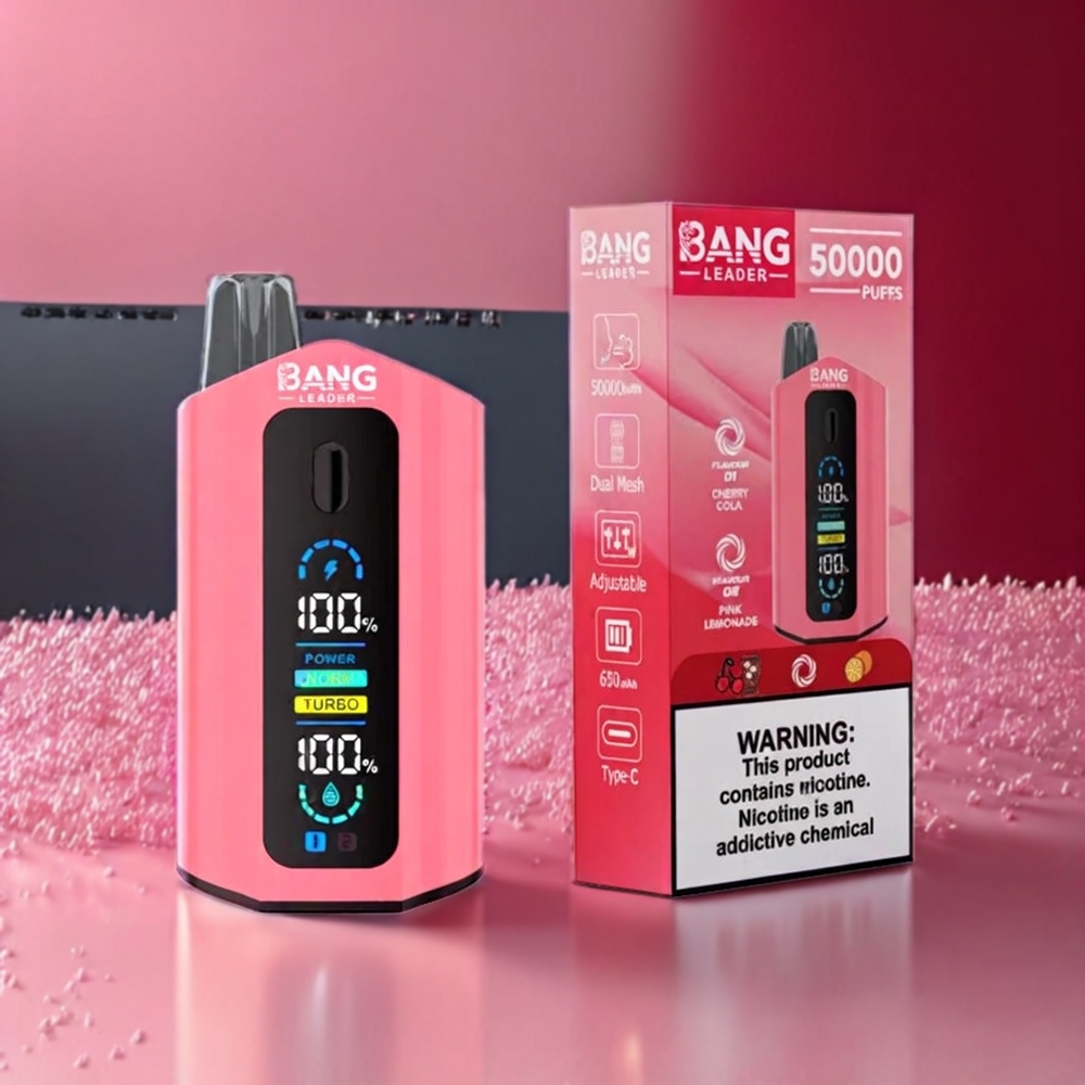 Bang Leader 50000 Puff Italia Ingrosso vape monouso Ciliegia Cola Limonata Rosa con 13400mAh, 36ml E-liquid e Tipo-C