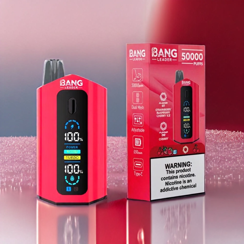 Bang Leader 50000 Puff Italia Ingrosso vape monouso Fragola Lampone Ciliegia Ghiaccio con 13400mAh e 36ml di E-liquid