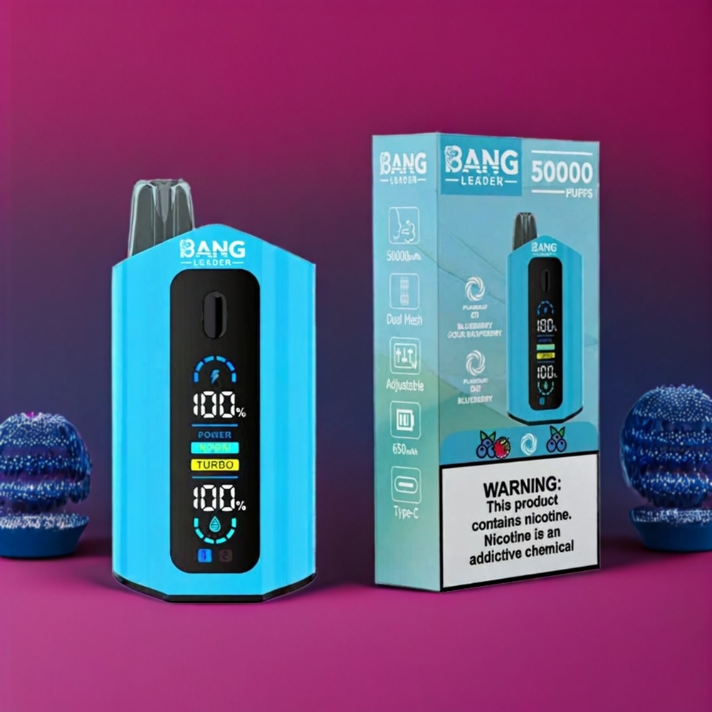 Bang Leader 50000 Puff vape monouso Italia Ingrosso - Mirtillo Acido Lampone (Blueberry Sour Raspberry) e Mirtillo - 13400mAh, 36ml, Tipo-C, 0-5% Nicotina