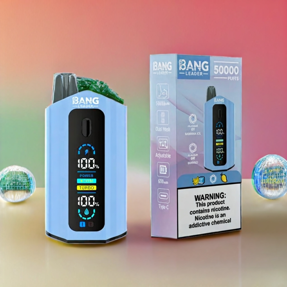 Bang Leader 50000 Puffs vape monouso Banana Ice Mango Italia Ingrosso con 13400mAh, 36ml e 2-in-1 Gusto Banana Ghiaccio Mango