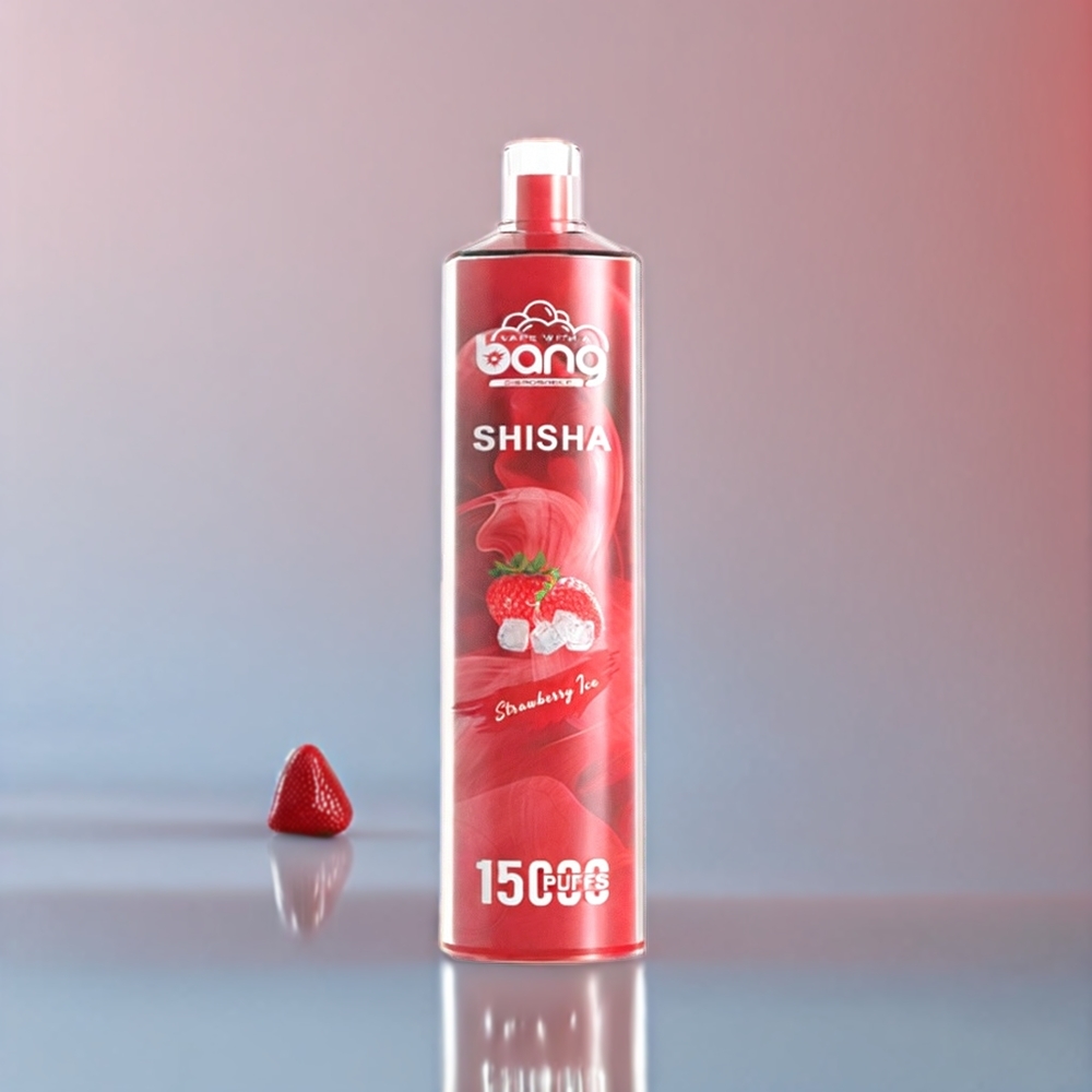 Bang Shisha Italia Ingrosso vape monouso 15000 Tiri Fragola Ghiaccio con 23ml E-liquid, Porta Type-C, Batteria 600mAh, Nicotina 0%-5% e Tecnologia DTL Avanzata