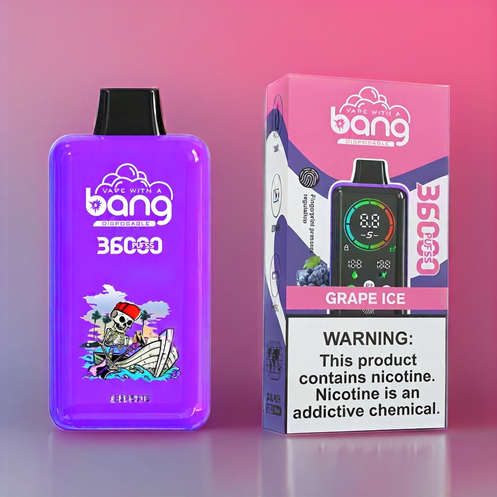 Bang 36000 Power vape monouso Ghiaccio d'Uva Italia Ingrosso - 36ml, 36000 Puff, Batteria 850mAh, 0-5% Nicotina