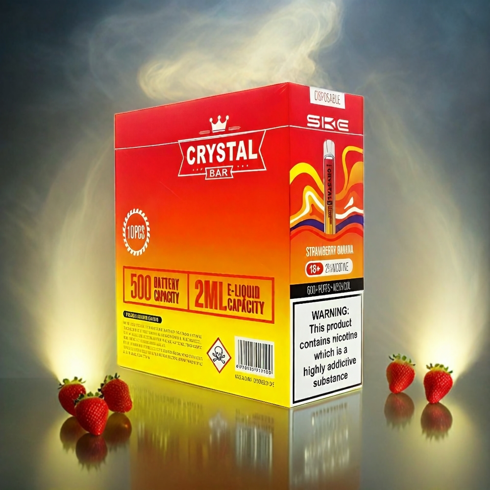 Italia Ingrosso SKE Crystal BAR 600 Fragola Banana – 0% Nicotina, 500mAh, 600 Puffs, Acciaio Inox+PCTG, 2.0ml