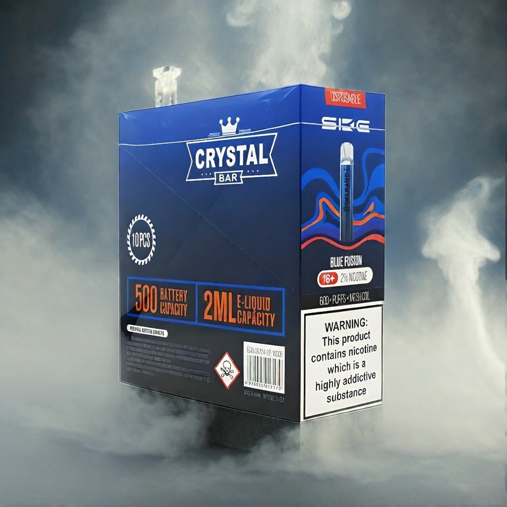 SKE Crystal BAR 600 Blu Fusione Senza Nicotina 0% 500mAh 600 Puffs Stainless Steel+PCTG Italia Ingrosso