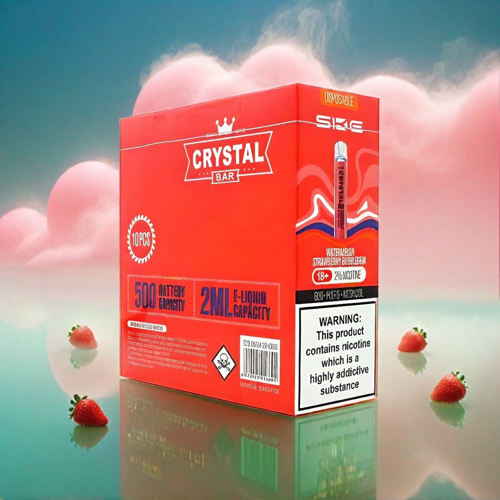 SKE Crystal BAR 600 Italia Ingrosso - Anguria Fragola Bubblegum - 0% 2% Nicotina - 500mAh 600 Puffs - Mesh Coil