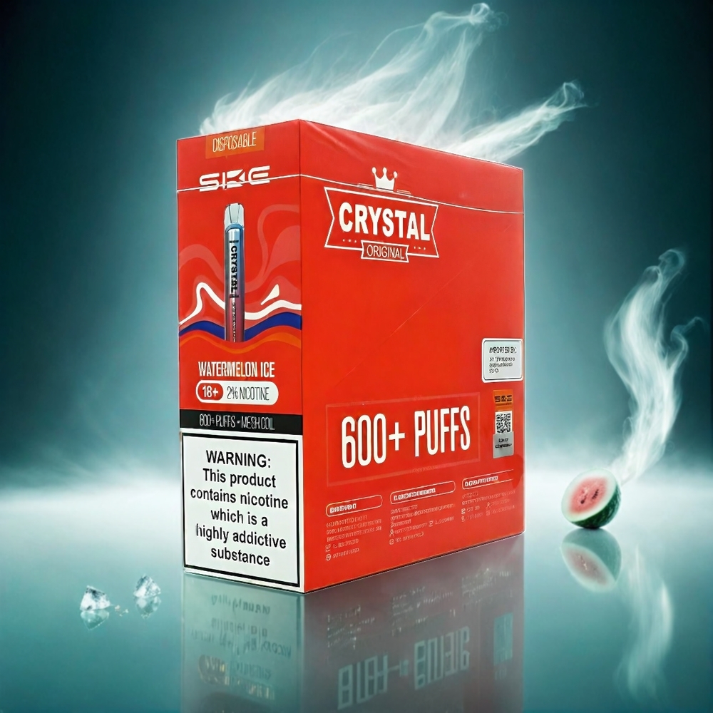 SKE Crystal BAR 600 Italia Ingrosso – Anguria Ghiaccio, Senza Nicotina/2%, 500mAh, 600 Tiri, Acciaio Inox+PCTG