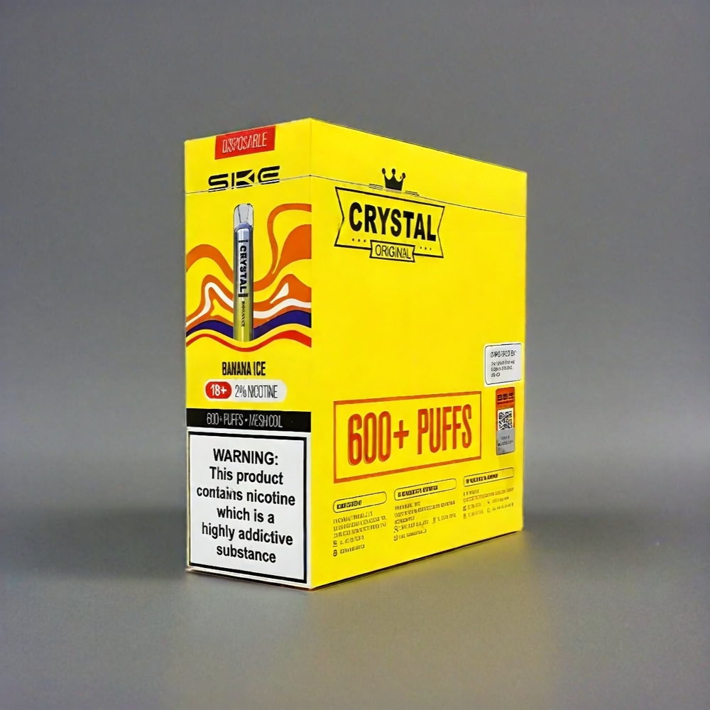 SKE Crystal BAR 600 Italia Ingrosso Banana Ice 0% Nicotina 500mAh 600 Puffs Acciaio Inox+PCTG