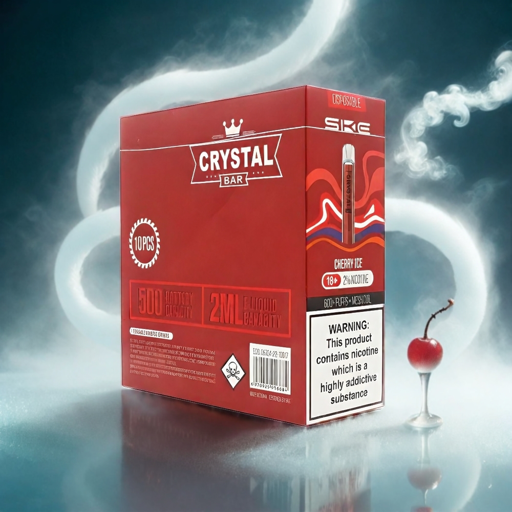 SKE Crystal BAR 600 Italia Ingrosso - Cheery Ice Senza Nicotina - 500mAh - 600 Tiri - Acciaio Inossidabile