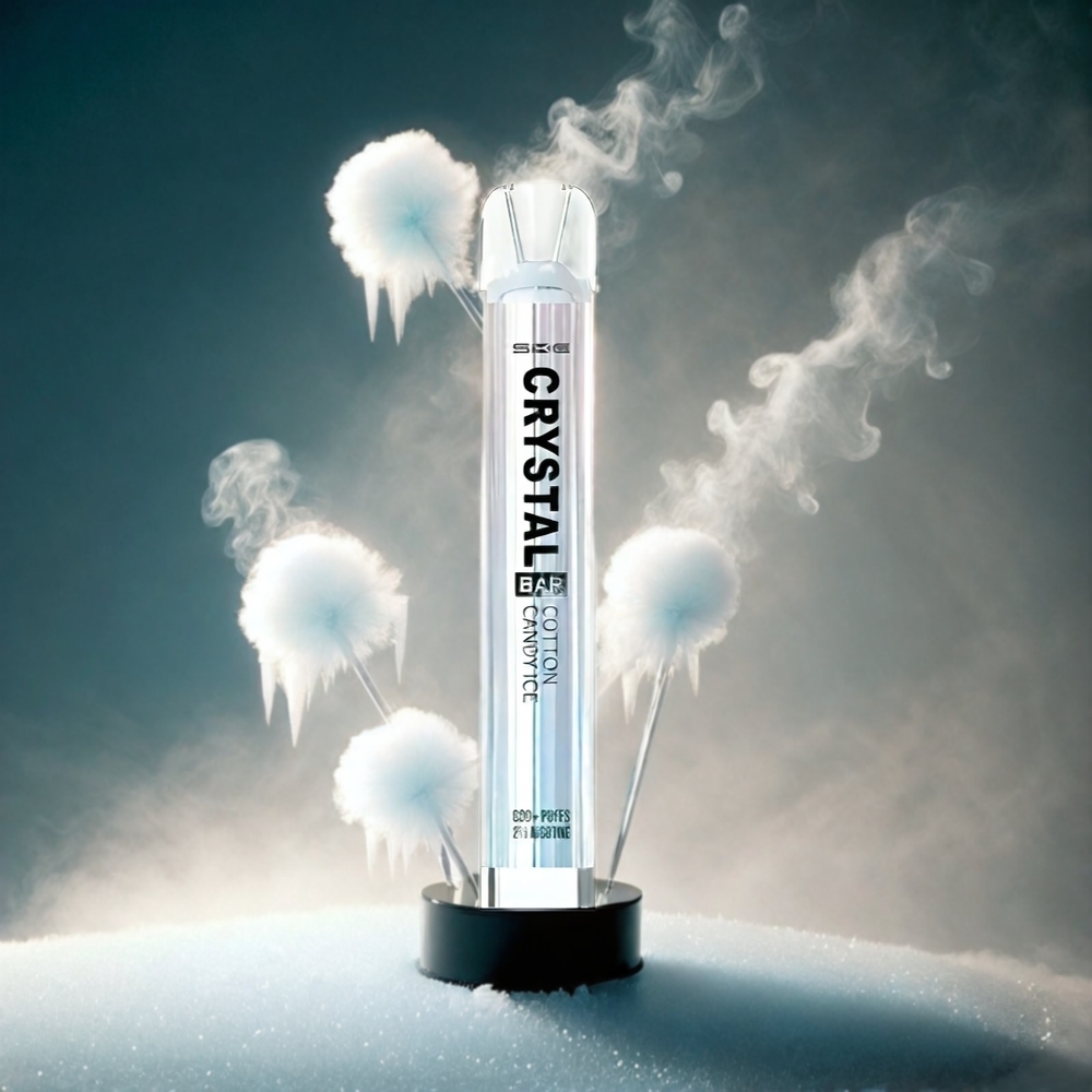 SKE Crystal BAR 600 Italia Ingrosso Cotone Candito Ghiacciato - 0% Nicotina, 500mAh Batteria, 600 Puffs, Acciaio Inox + PCTG