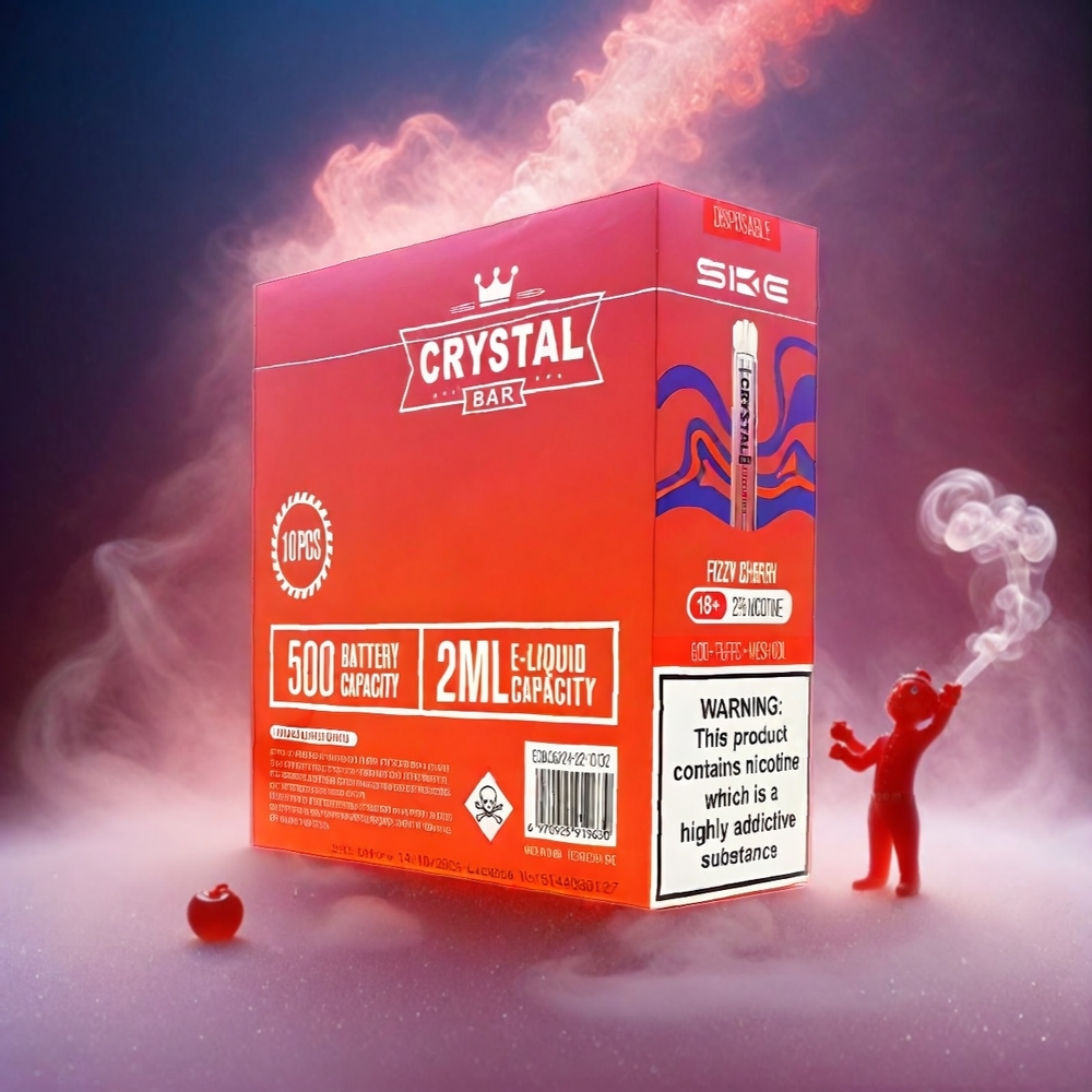 SKE Crystal BAR 600 Italia Ingrosso Frizzante Ciliegia – 0% Nicotina, 600 Puffs, Batteria 500mAh, Acciaio Inossidabile