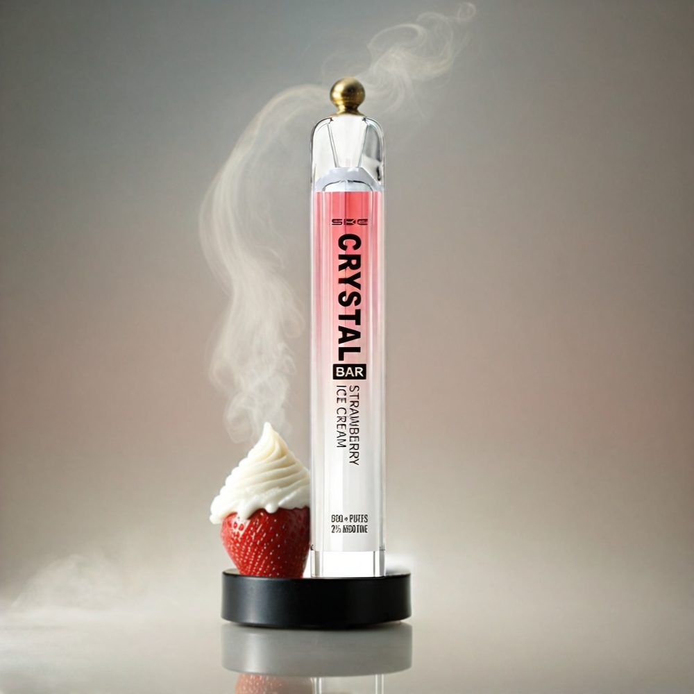 SKE Crystal BAR 600 Italia Ingrosso - Gelato alla Fragola Senza Nicotina, 500mAh, 600 Puffs, Acciaio Inox + PCTG