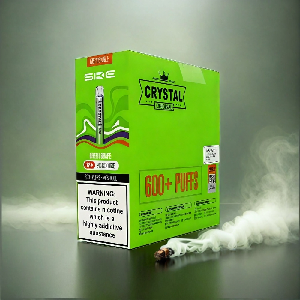 SKE Crystal BAR 600 Italia Ingrosso Green Grape 0% Nicotine 500mAh 600 Puffs Stainless Steel Mesh Coil