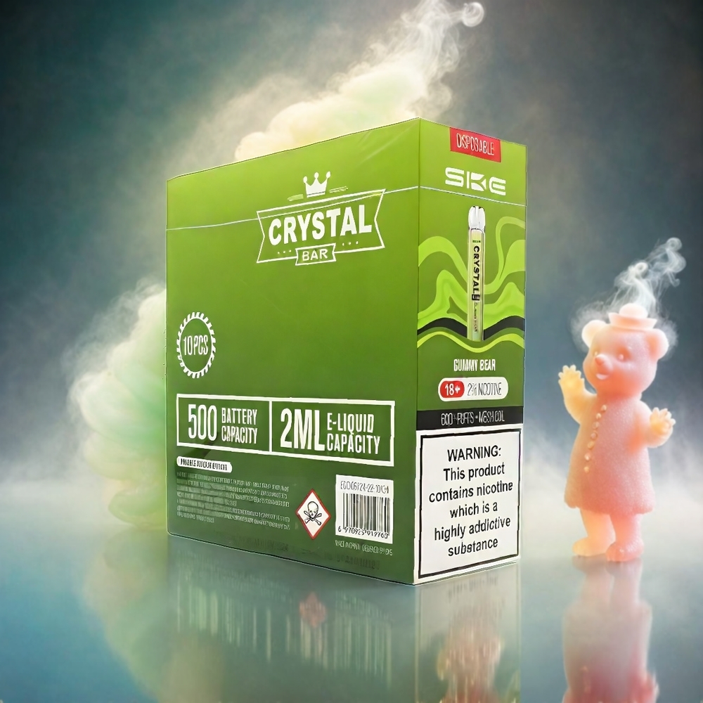 SKE Crystal BAR 600 Italia Ingrosso Gummy Bear Orso Gommoso 0% Nicotina, 500mAh, 600 Puffs, Acciaio Inox+PCTG