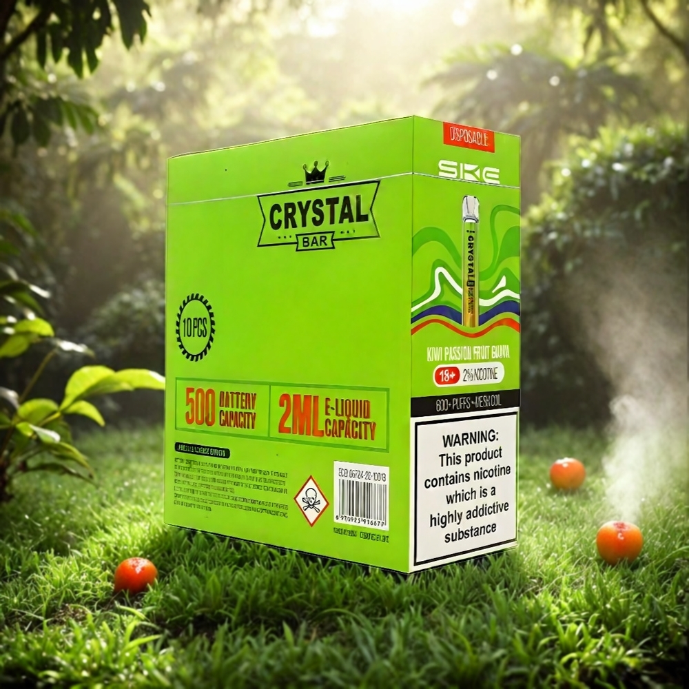 SKE Crystal BAR 600 Italia Ingrosso Kiwi Passion Guava Senza Nicotina 2ml 600 Puffs