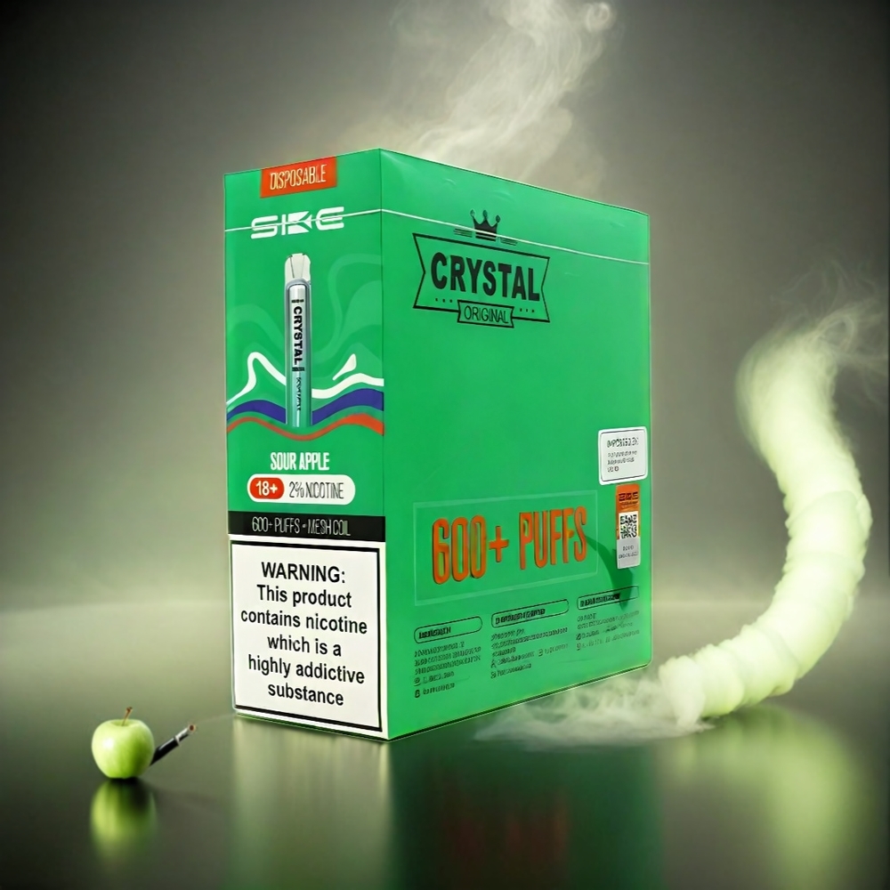 SKE Crystal BAR 600 Italia Ingrosso - Mela Verde Senza Nicotina, 500mAh, 600 Puffs, Acciaio Inossidabile