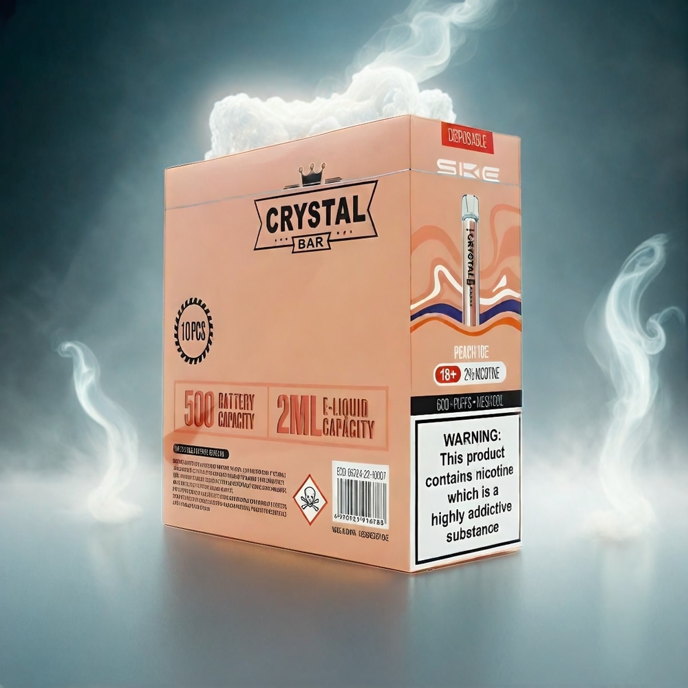 SKE Crystal BAR 600 Italia Ingrosso - Pesca Ghiacciata - 0% Nicotina, 500mAh, 600 Tiri, Acciaio Inossidabile+PCTG, Mesh Coil