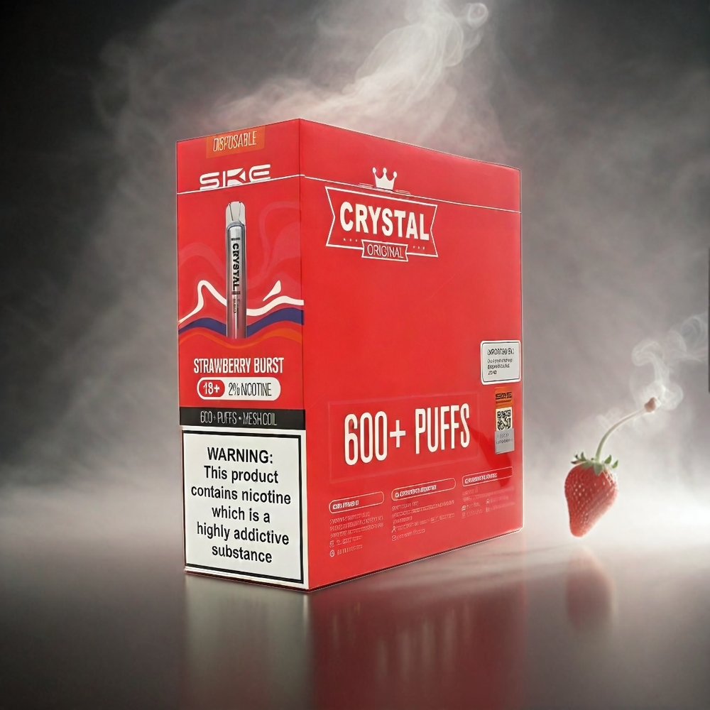 SKE Crystal BAR 600 Italia Ingrosso Vape Fragola Esplosione - 0% Nicotina, 500mAh, 600 Puffs, Acciaio Inossidabile+PCTG, 2.0ml