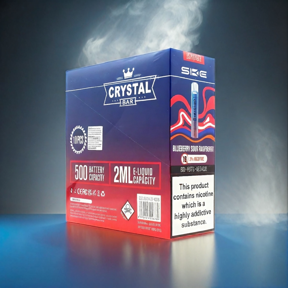 SKE Crystal BAR 600 Italia Ingrosso Vape Lampone Aspro Blu – 0% Nicotina, 500mAh, 600 Puffs, Acciaio Inox + PCTG, 2.0ml