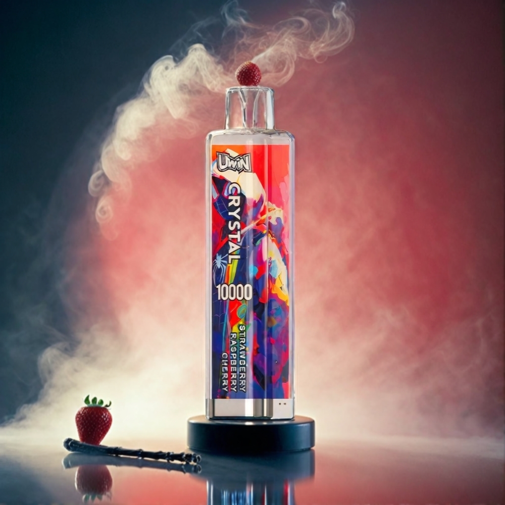 UWIN Crystal 10000 Puffs Italia Ingrosso Fragola Lampone Ciliegia 18ml 5% Nicotina RGB Luci Ricaricabile Tipo-C Mesh 0.8 Ohm