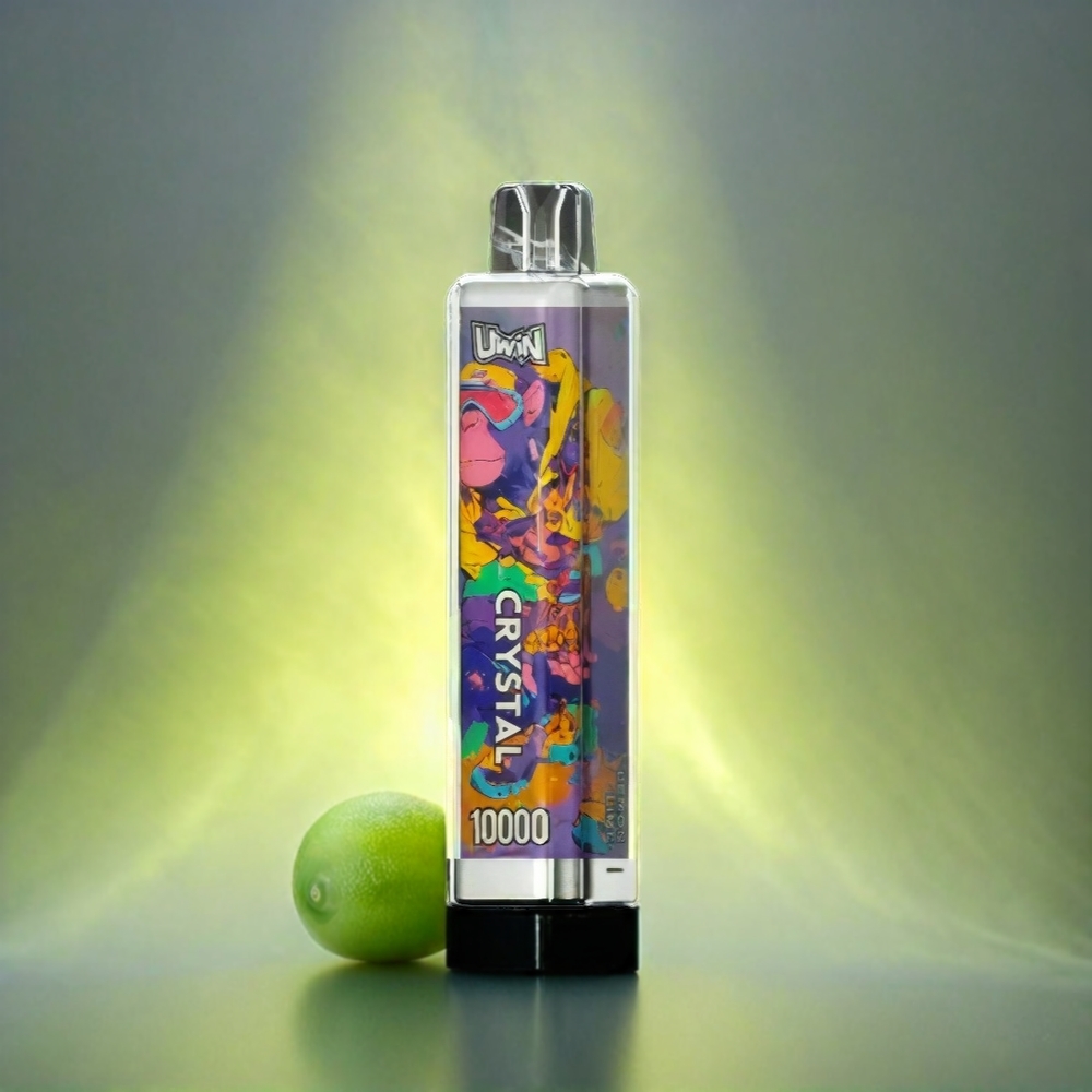 UWIN Crystal 10000 Puffs Italia Ingrosso - Sapore Limone Lime, 18ml, 0.8 Ohm mesh coil, luce RGB, 0%/2%/3%/5% nicotina, batteria 650mAh, ricarica Type-C