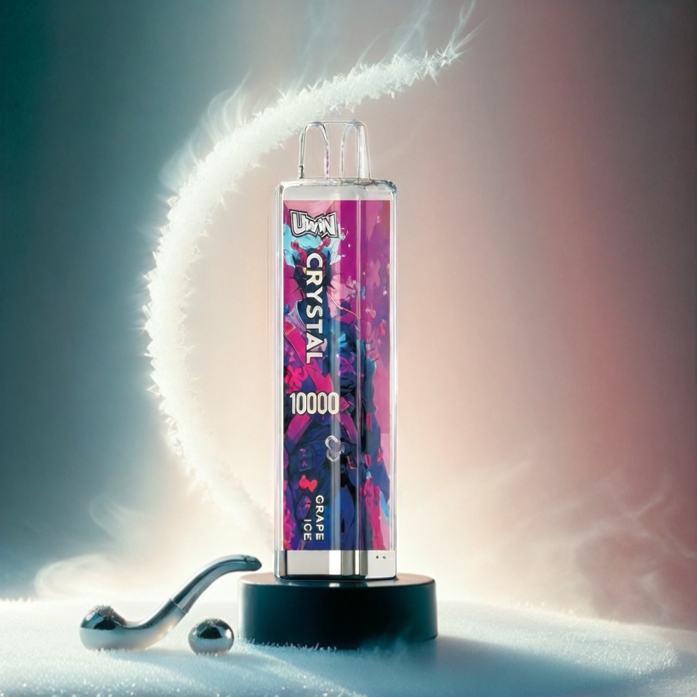 UWIN Crystal Italia Ingrosso 10000 Puffs Vape Ghiaccio Uva con Luci RGB, 18ml, 0.8 Ohm, Ricarica Type-C