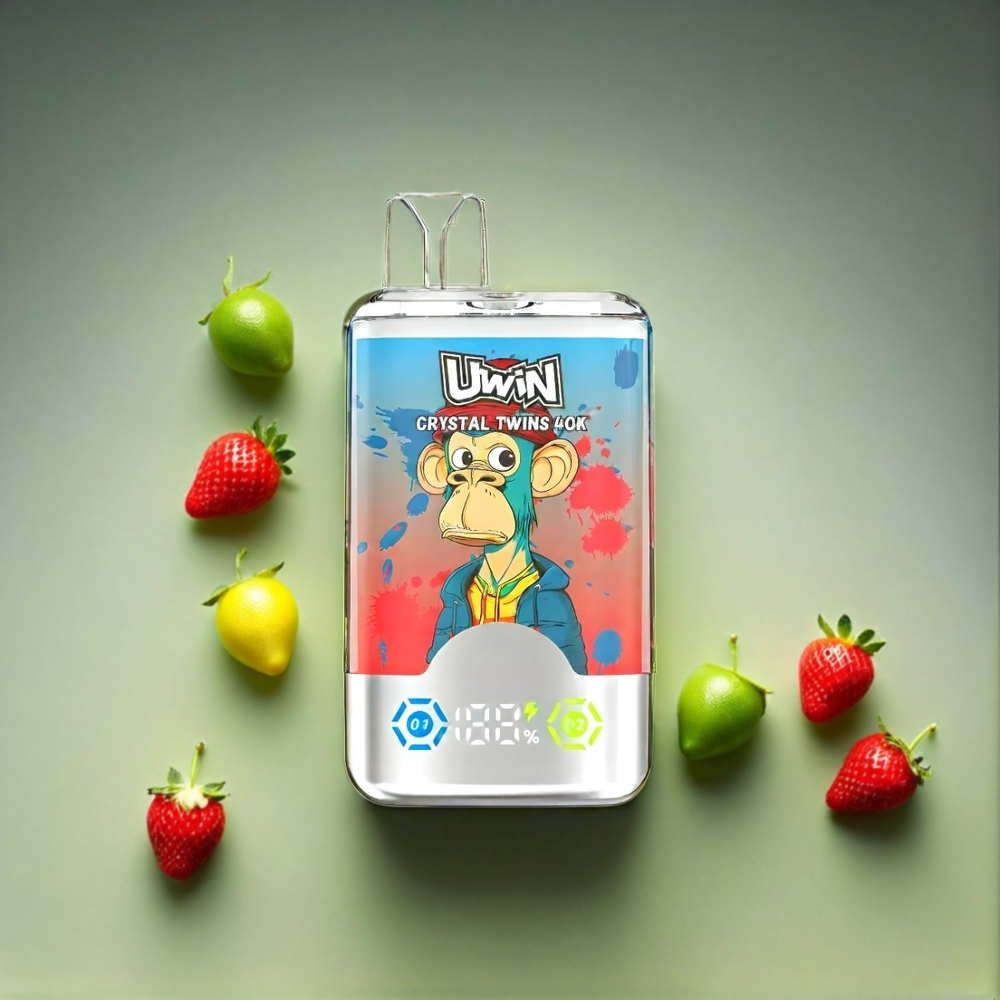 Italia Ingrosso UWIN Crystal Twins 40000 Puffs - Fragola Anguria Limone Lime, Doppio Gusto, Batteria Ricaricabile 850mAh, Tipo-C, 32ml Liquido, 0.6 Ohm Mesh Coil, Nicotina 0%-5%