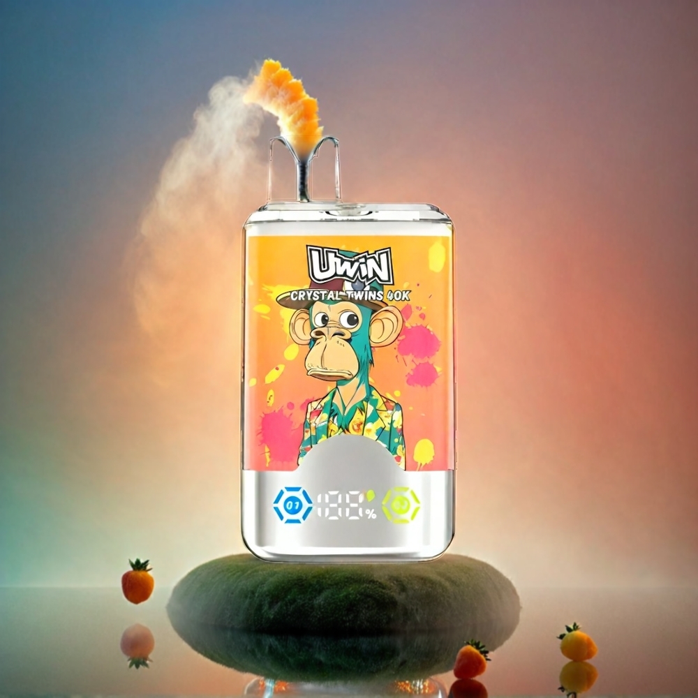 UWIN Crystal Twins 40000 Puffs Italia Ingrosso - Pesca Mango Ananas Red Bull - Doppio Aroma, Batteria Ricaricabile 850mAh, Tipo-C, E-Liquido 32ml, Mesh Coil 0.6 Ohm, Nicotina 0%/2%/3%/5%