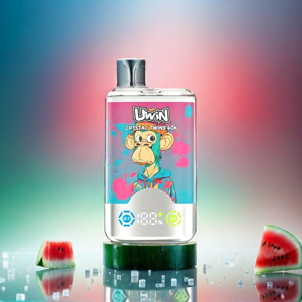 UWIN Crystal Twins Italia Ingrosso 40000 Puffs - Anguria Ghiaccio e Frutti di Bosco, 32ml, Batteria 850mAh Ricaricabile, Tipo-C, 0.6 Ohm Mesh Coil