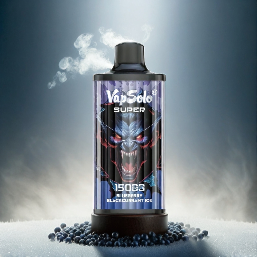 Vapsolo Super 15000 Puffs Italia Ingrosso – Mirtillo Nero Ghiaccio Blu – 40ml E-Liquid, 20mg/50mg Nicotina, Batteria 850mAh, Ricarica Type-C