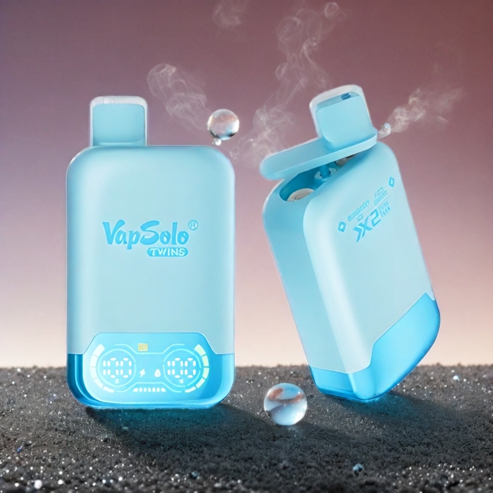 Italia Ingrosso Vapsolo Twins 20000 Puffs Sigaretta Elettronica con Gusto Mirtillo Ghiacciato & Ciliegia Frizzante, 40ml E-Liquid, 2 Serbatoi, Ricarica Type-C, Nicotina 20mg/ml o 50mg/ml