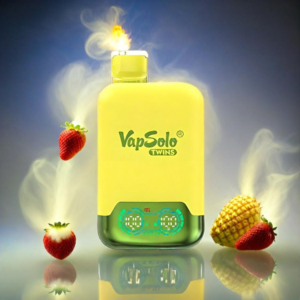 Vapsolo Twins 20000 Puffs Italia Ingrosso - Ananas Cocco & Fragola Banana - 40ml E-Liquid, 20mg/ml o 50mg/ml, Doppio serbatoio, Ricarica Type-C