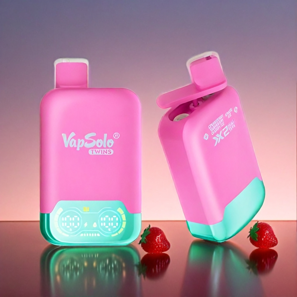 Vapsolo Twins 20000 Puffs Italia Ingrosso - Fragola Lampone Ciliegia Ice & Uva Ice - 40ml E-liquido - 20mg/ml o 50mg/ml - Doppio Serbatoio - Ricarica Tipo-C