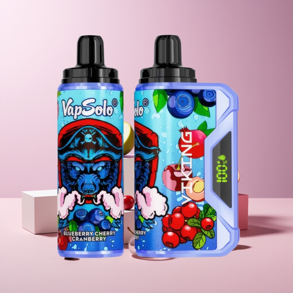 VapSolo VIKING 12000 Puff Italia Ingrosso Disposable Vape Mirtillo Ciliegia Mirtillo Rosso, 22ml, Type-C, Display LED