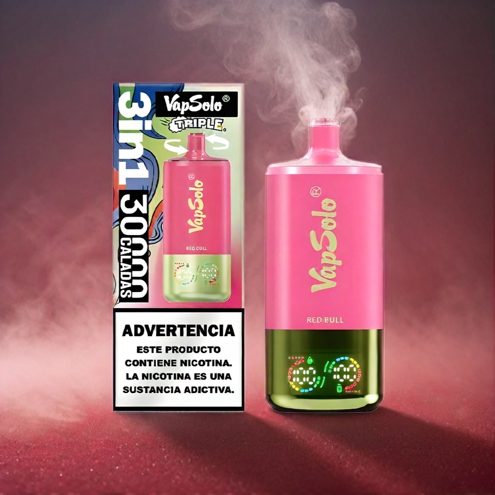 VapSolo Tripe 30000 Puffs Italia Ingrosso Vape Red Bull - 40ml E-Liquid, 3 Oil Tanks, Type-C Ricarica, 20mg/50mg Nicotina
