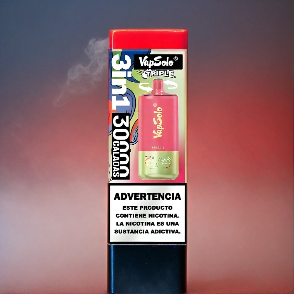 VapSolo Tripe 30000 Puffs Italia Ingrosso Vape Red Bull - 40ml E-Liquid, 3 Oil Tanks, Type-C Ricarica, 20mg/50mg Nicotina