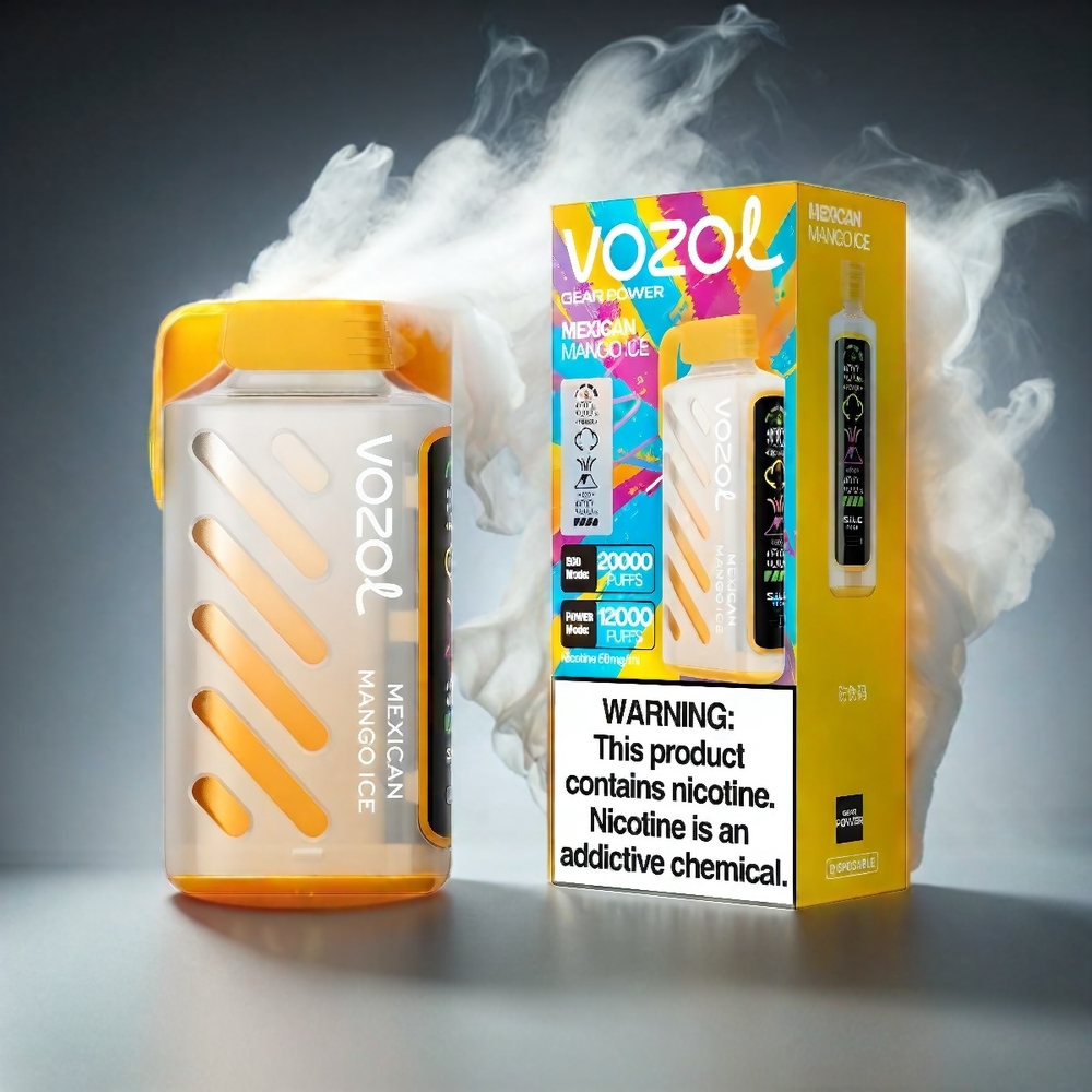 VOZOL Gear Power 20000 Puffs Italia Ingrosso Mango Messicano Ghiacciato con S.i.L.C. Tech, 20mL, 5% Nicotina, Doppia Mesh Coil