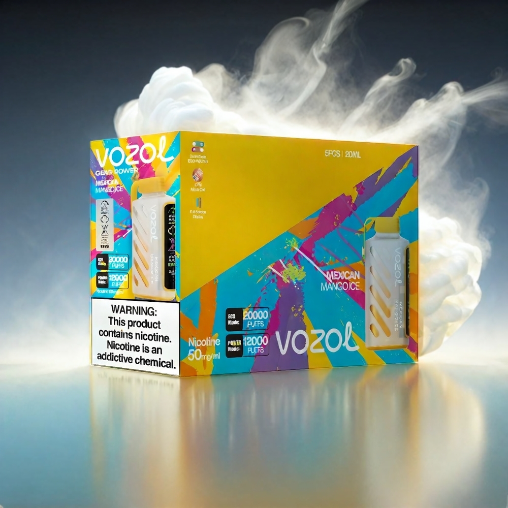 VOZOL Gear Power 20000 Puffs Italia Ingrosso Mango Messicano Ghiacciato con S.i.L.C. Tech, 20mL, 5% Nicotina, Doppia Mesh Coil