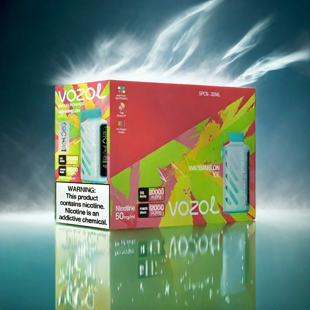 VOZOL Gear Power Italia Ingrosso 20000 Puffs Anguria Ghiaccio - S.i.L.C. Tech, Bobina a doppia maglia, 20mL, 5% Nicotina, Schermo Intero