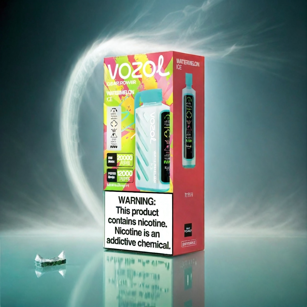 VOZOL Gear Power Italia Ingrosso 20000 Puffs Anguria Ghiaccio - S.i.L.C. Tech, Bobina a doppia maglia, 20mL, 5% Nicotina, Schermo Intero