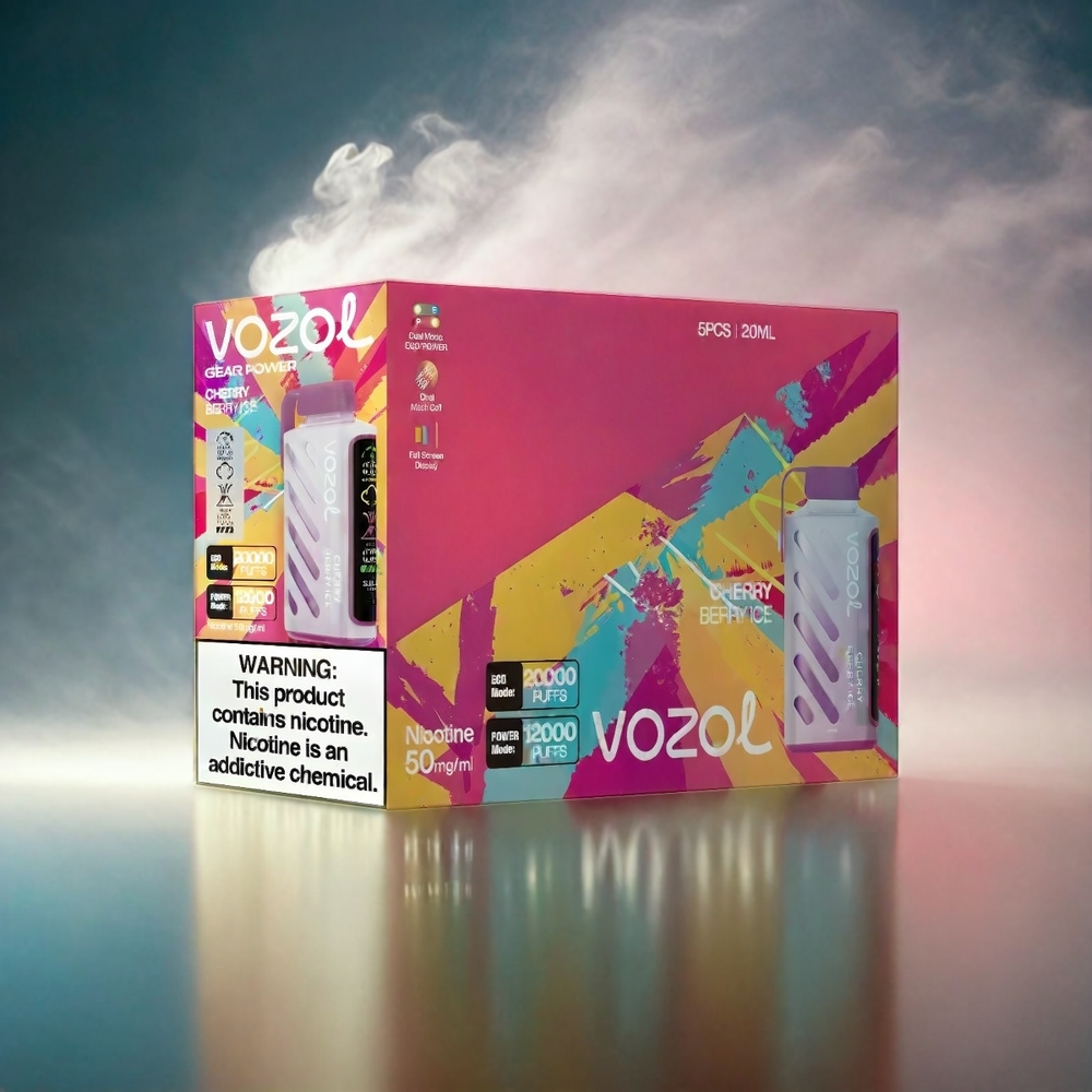 VOZOL Gear Power Italia Ingrosso 20000 Puffs Ciliegia Mirtillo Ghiaccio con Schermo Intero, Bobina a doppia maglia, 20mL, 5% Nicotina S.i.L.C. Tech ECO Mode 20000 Puffs POWER Mode 12000 Puffs
