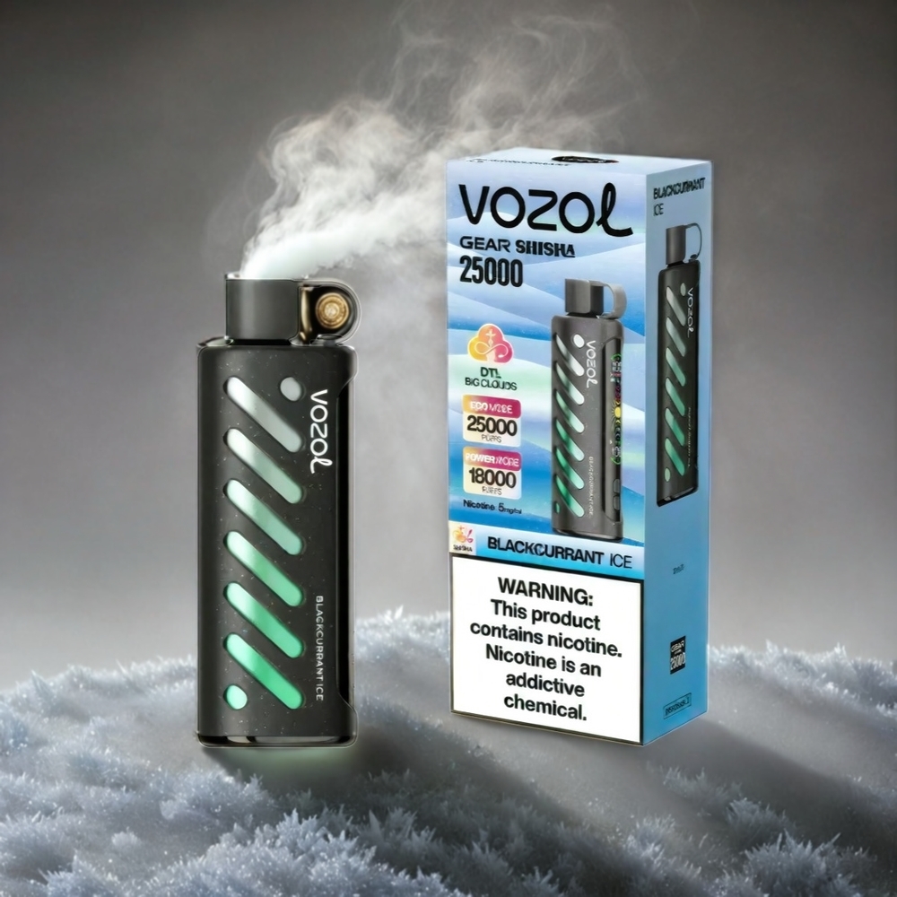 VOZOL Gear Shisha 25000 Puffs Italia Ingrosso - Blackcurrant Ice (Gelso Nero Ghiaccio), 30 Gusti Deliziosi, Dual Mesh, Batteria 1000mAh, Nicotina 3mg/5mg, Tech S.i.L.C