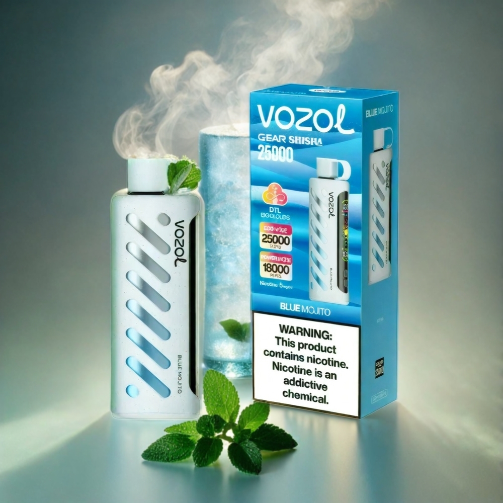 VOZOL Gear Shisha 25000 Puffs Italia Ingrosso – Blue Mojito, 30 Gusti Deliziosi, Dual Mesh, Batteria 1000mAh, Nicotina 3mg/5mg, Tech S.i.L.C